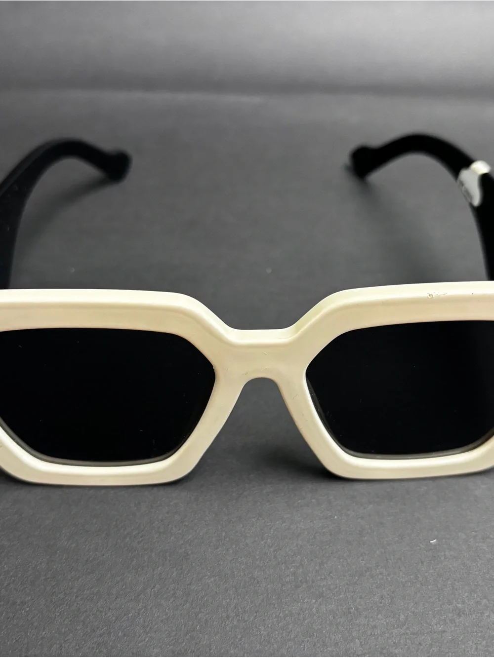 Ivory Square-Frame Women's Sunglasses - Black Lenses